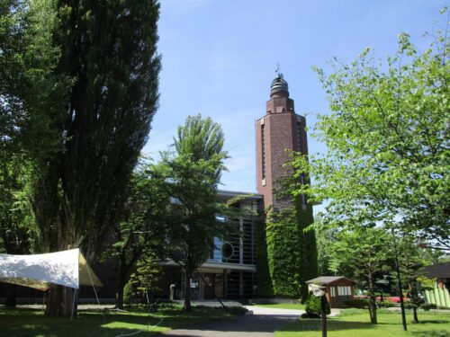 レンガのキャンパスにグリーンが載ってきました3