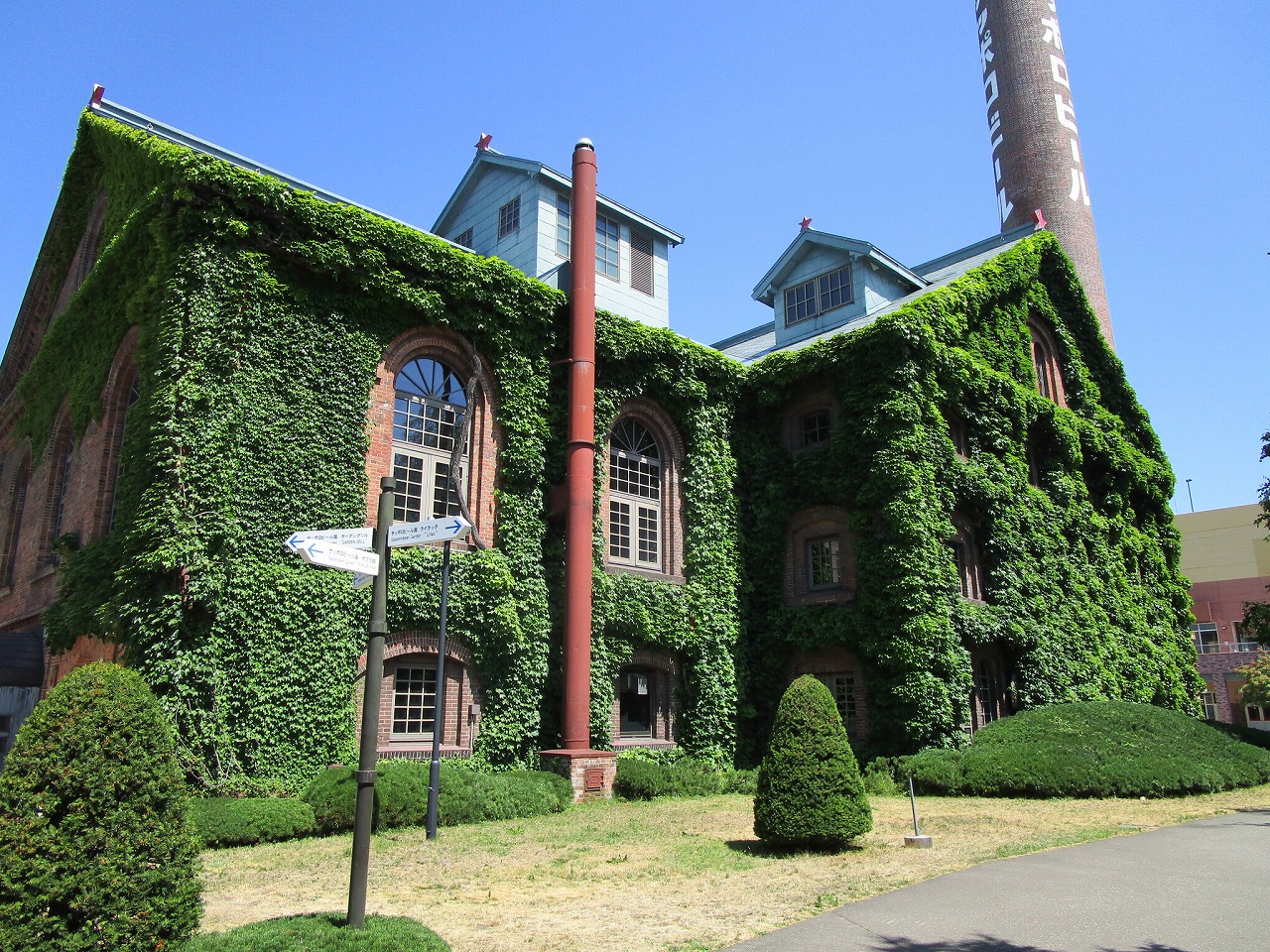 レンガのキャンパスにみどり色が鮮やかです1